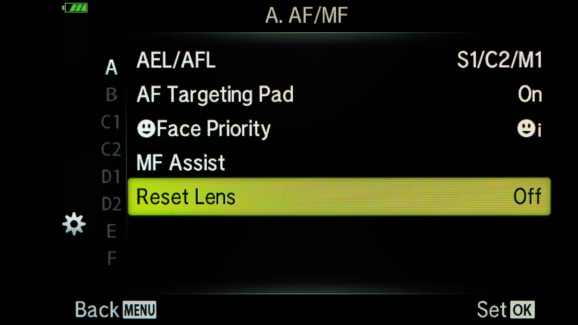 Turning the Reset Lens off, the 14-42mm Kit lens will strat from the focal length that was last used when the camera was turned off.