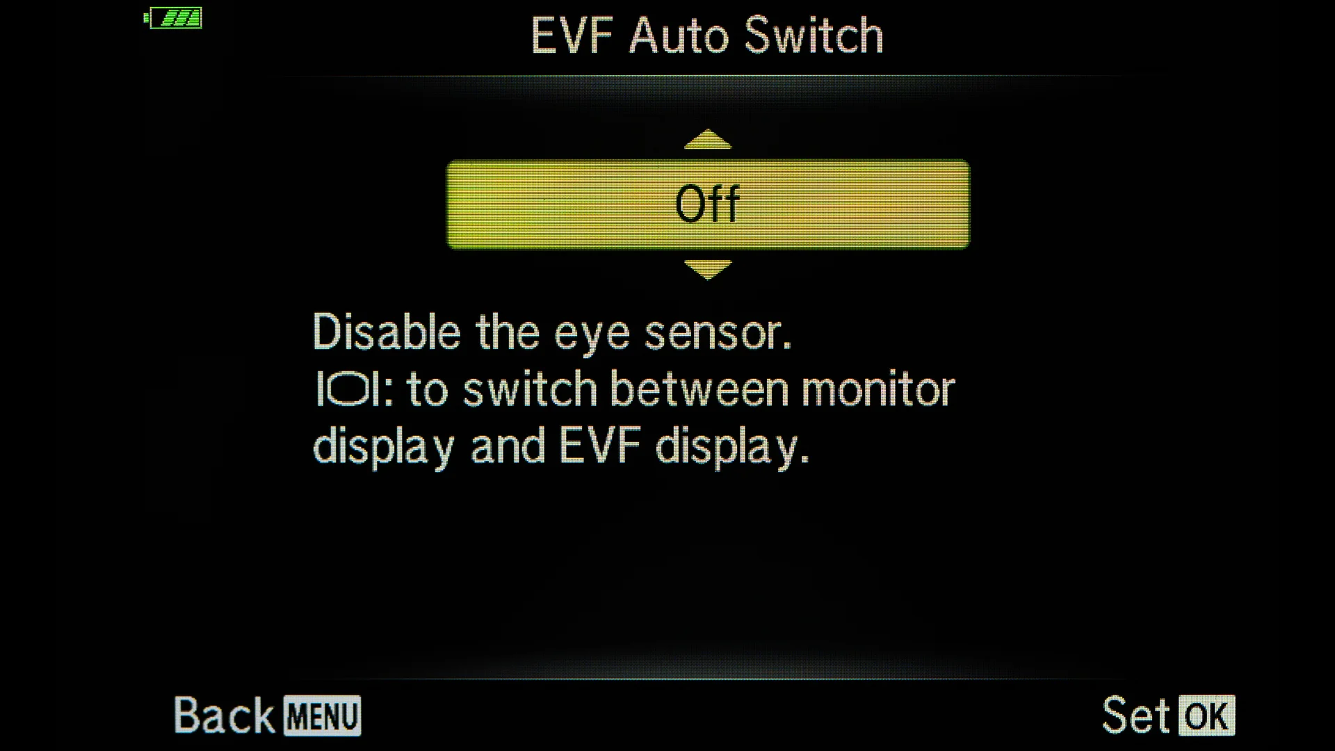 I like to toggle between EVF and LCD using the button on the side of the EVF. The automatic switch is a bit annoying.