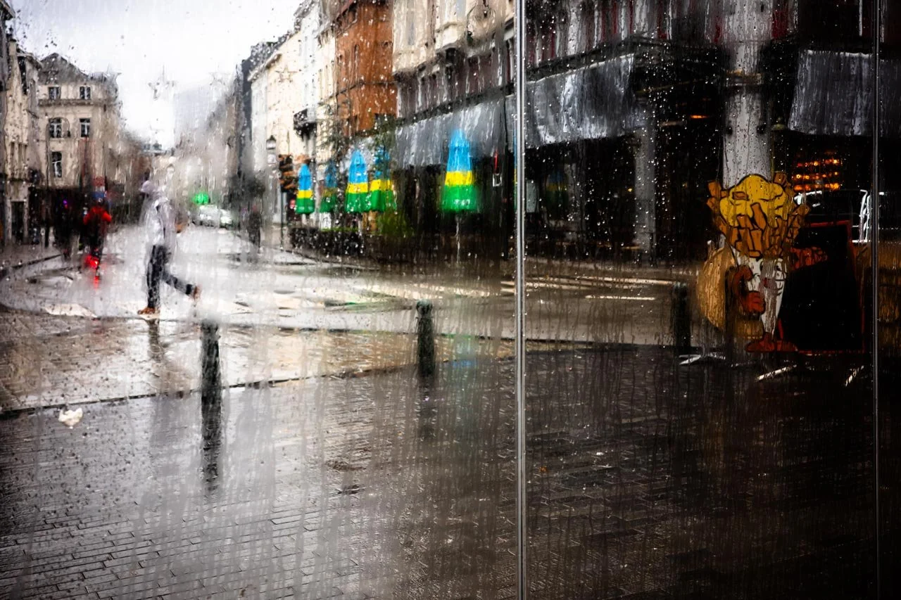 Man running in rain